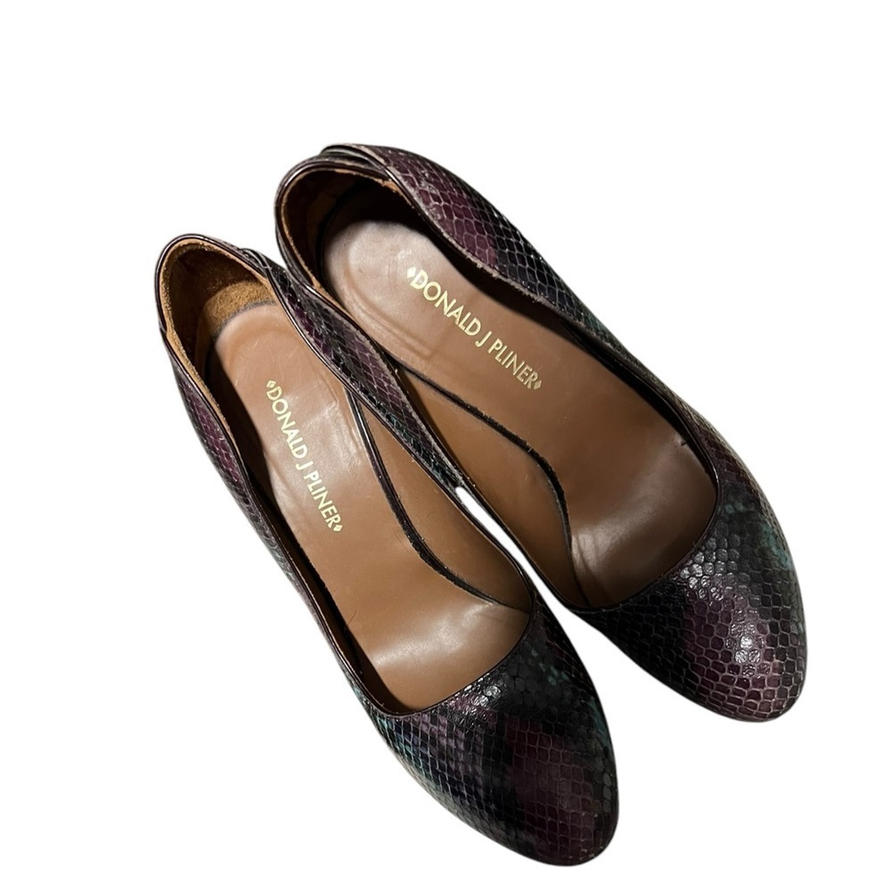 🌻Donald J. Pliner Purple & Turquoise Leather Snakeskin Dawn Pumps Size 7.5 - Picture 6 of 12